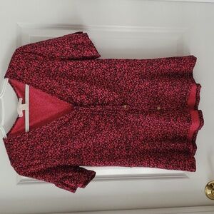 Michael Kors Red & Black Floral Top Size M